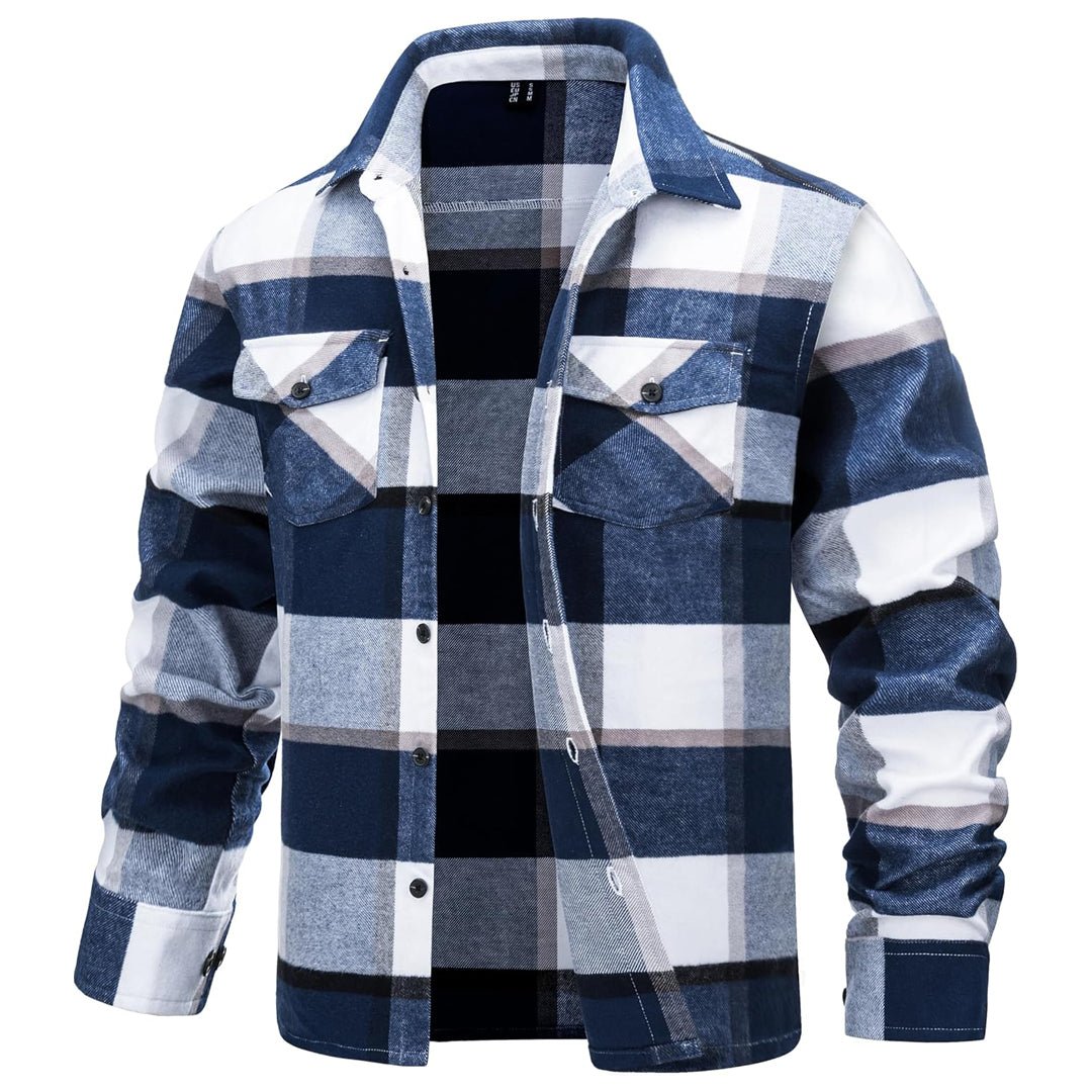 Men's Warm Brushed Fleece Button Down Casual Flannel Shirt - google_men_lightweight_jacket