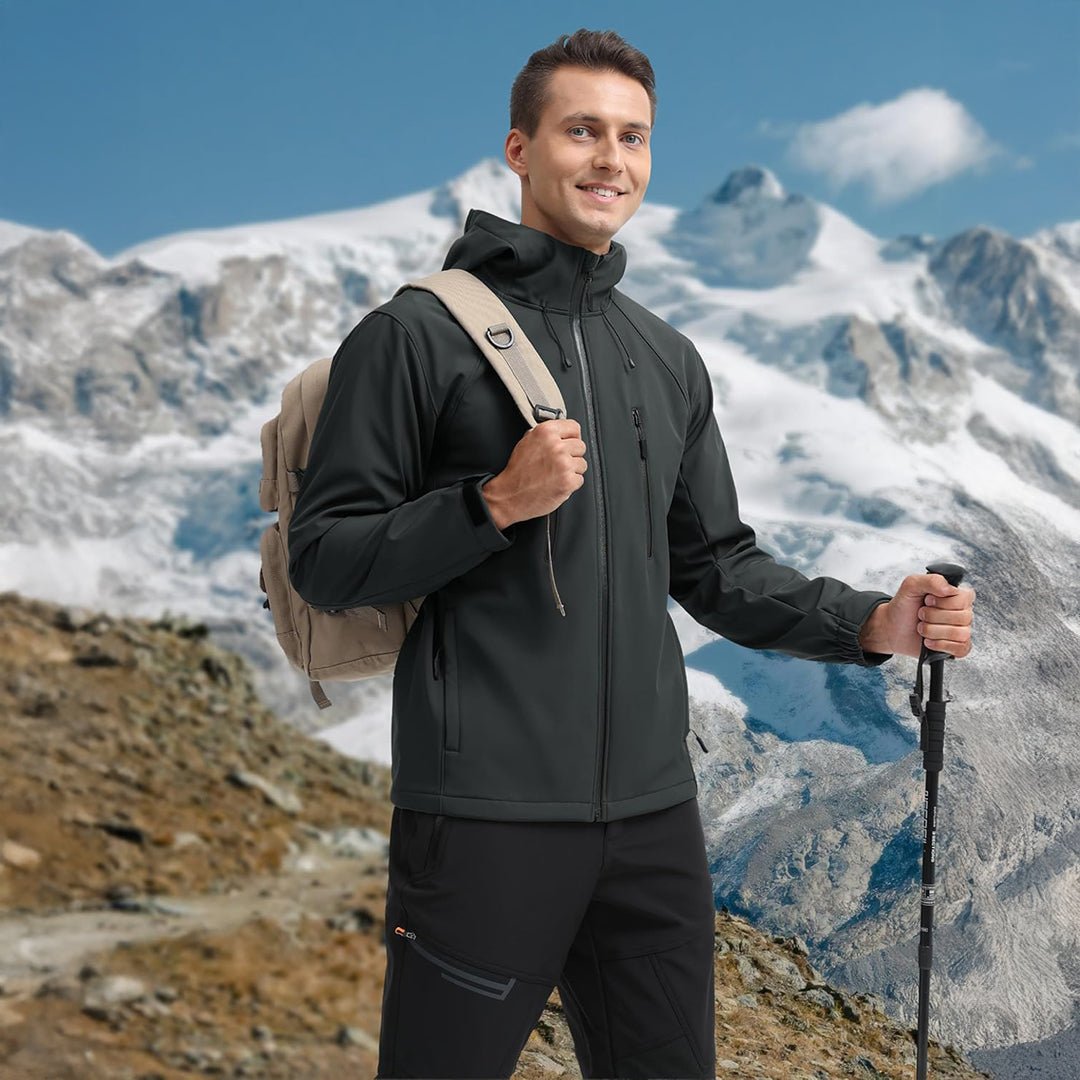 TACVASEN Dark Grey Men's Warm Fleece Lined Softshell Outdoor Jacket