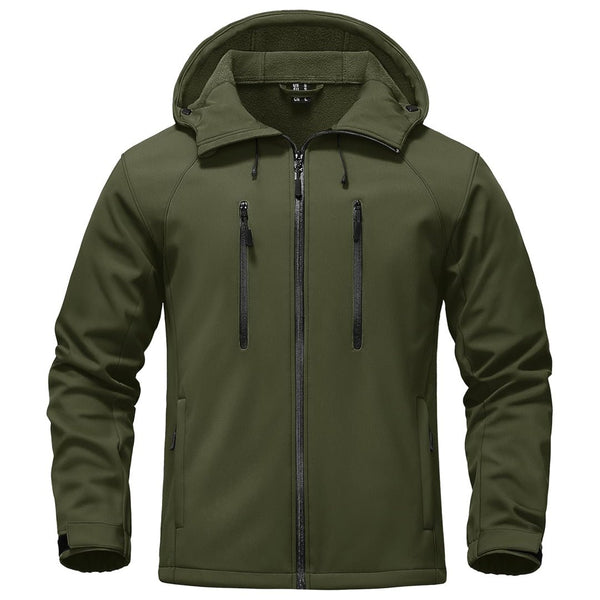 TACVASEN Green Men's Warm Fleece Lined Softshell Outdoor Jacket