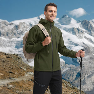 TACVASEN Green Men's Warm Fleece Lined Softshell Outdoor Jacket