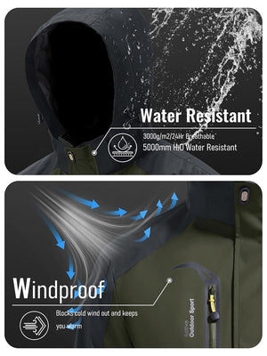 TACVASEN Army Green Men's Water-Repellent Softshell Jacket