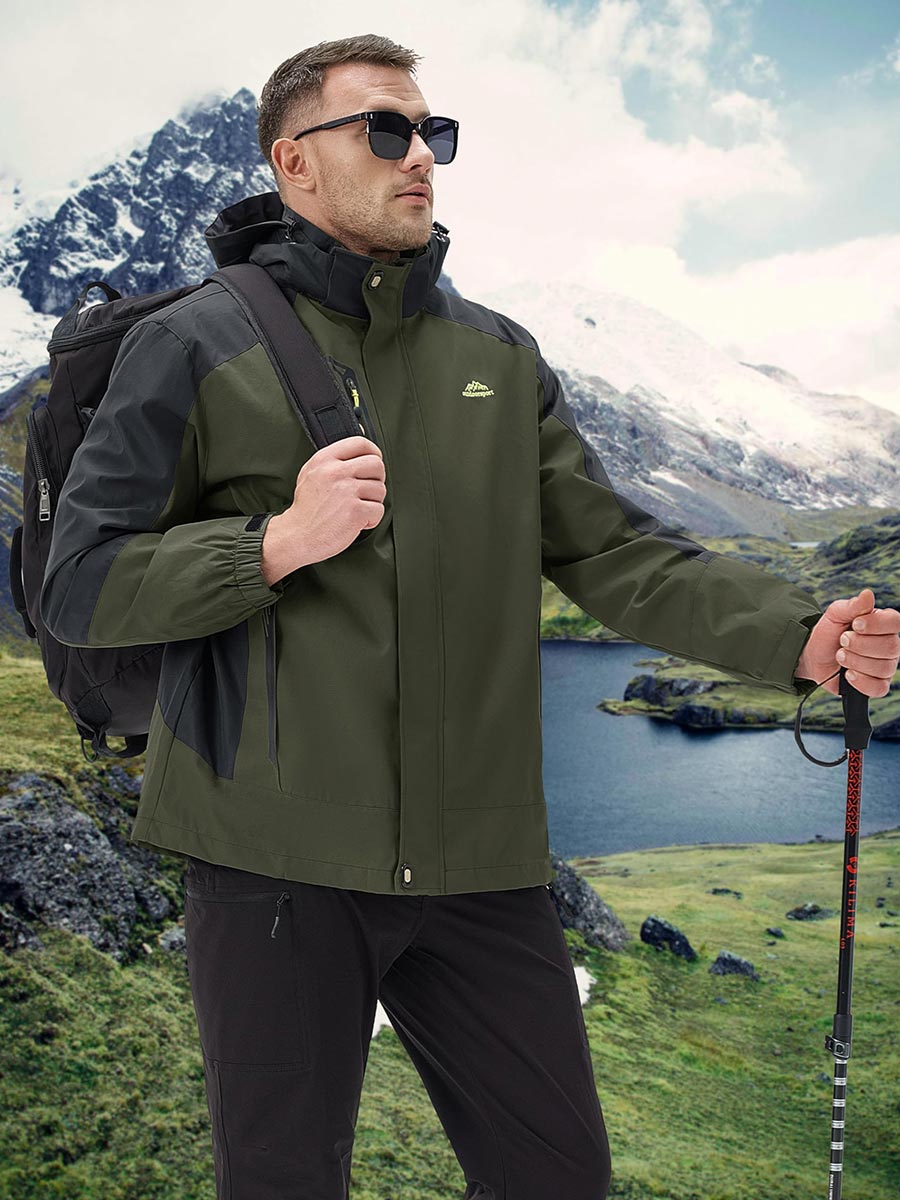 TACVASEN Army Green Men's Water-Repellent Softshell Jacket