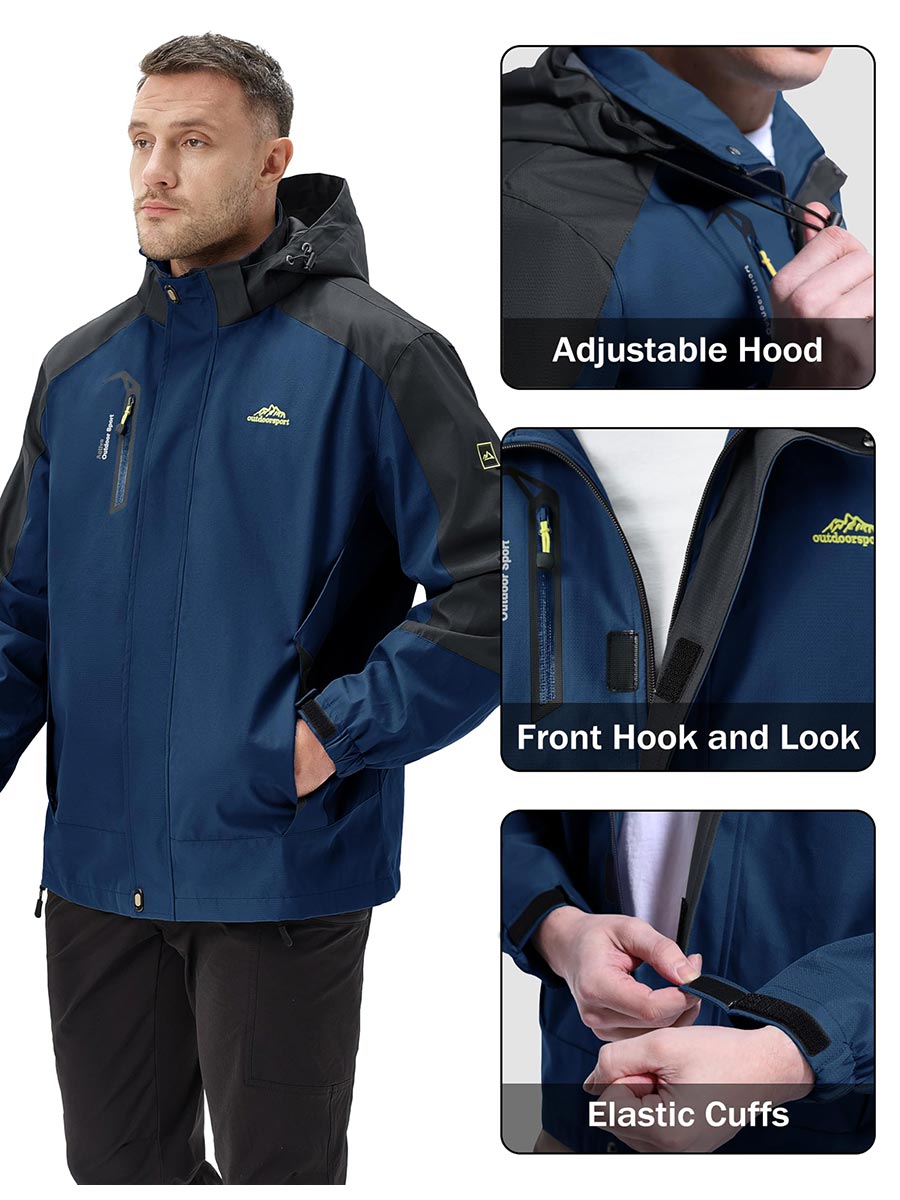 TACVASEN Denim Blue Men's Water-Repellent Softshell Jacket