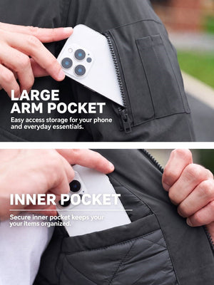 TACVASEN Dark Grey Men's Water Repellent Windproof Winter Warm Bomber Jacket