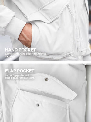TACVASEN White Men's Water Repellent Windproof Winter Warm Bomber Jacket