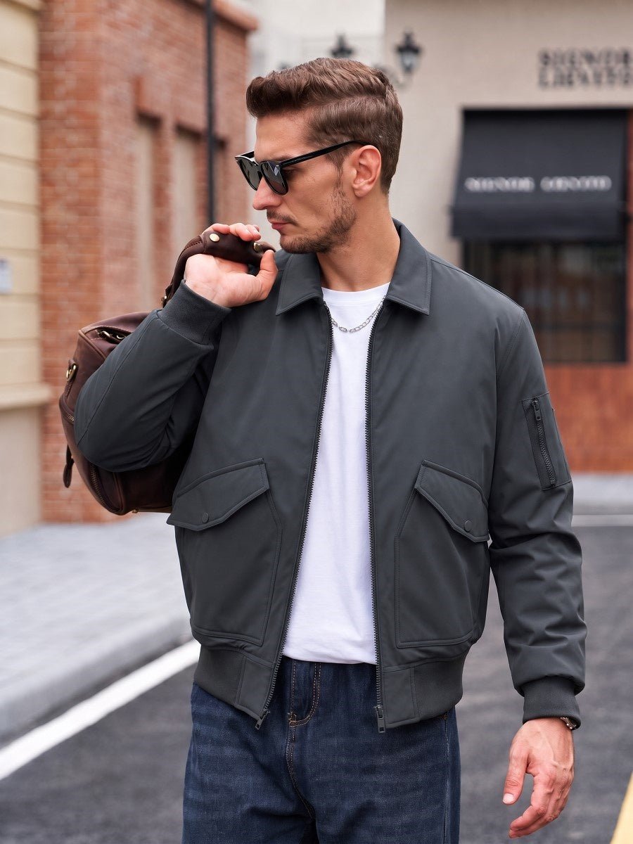 TACVASEN Dark Grey Men's Water Repellent Windproof Winter Warm Bomber Jacket