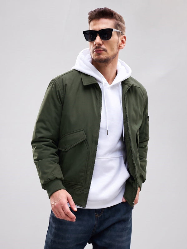 TACVASEN Army Green Men's Water Repellent Windproof Winter Warm Bomber Jacket