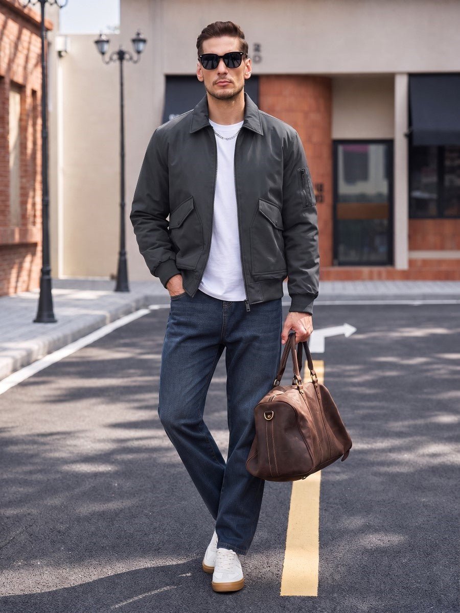 TACVASEN Dark Grey Men's Water Repellent Windproof Winter Warm Bomber Jacket