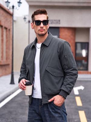 TACVASEN Dark Grey Men's Water Repellent Windproof Winter Warm Bomber Jacket