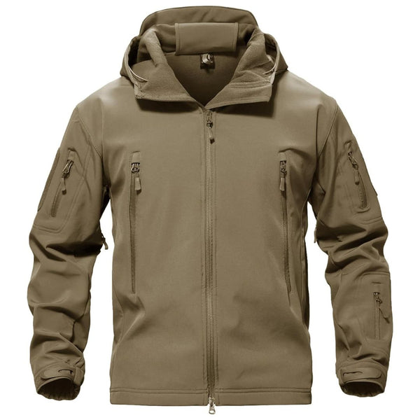 TACVASEN Khaki Men's Water Resistant Windbreaker Tactical Soft Shell Coat