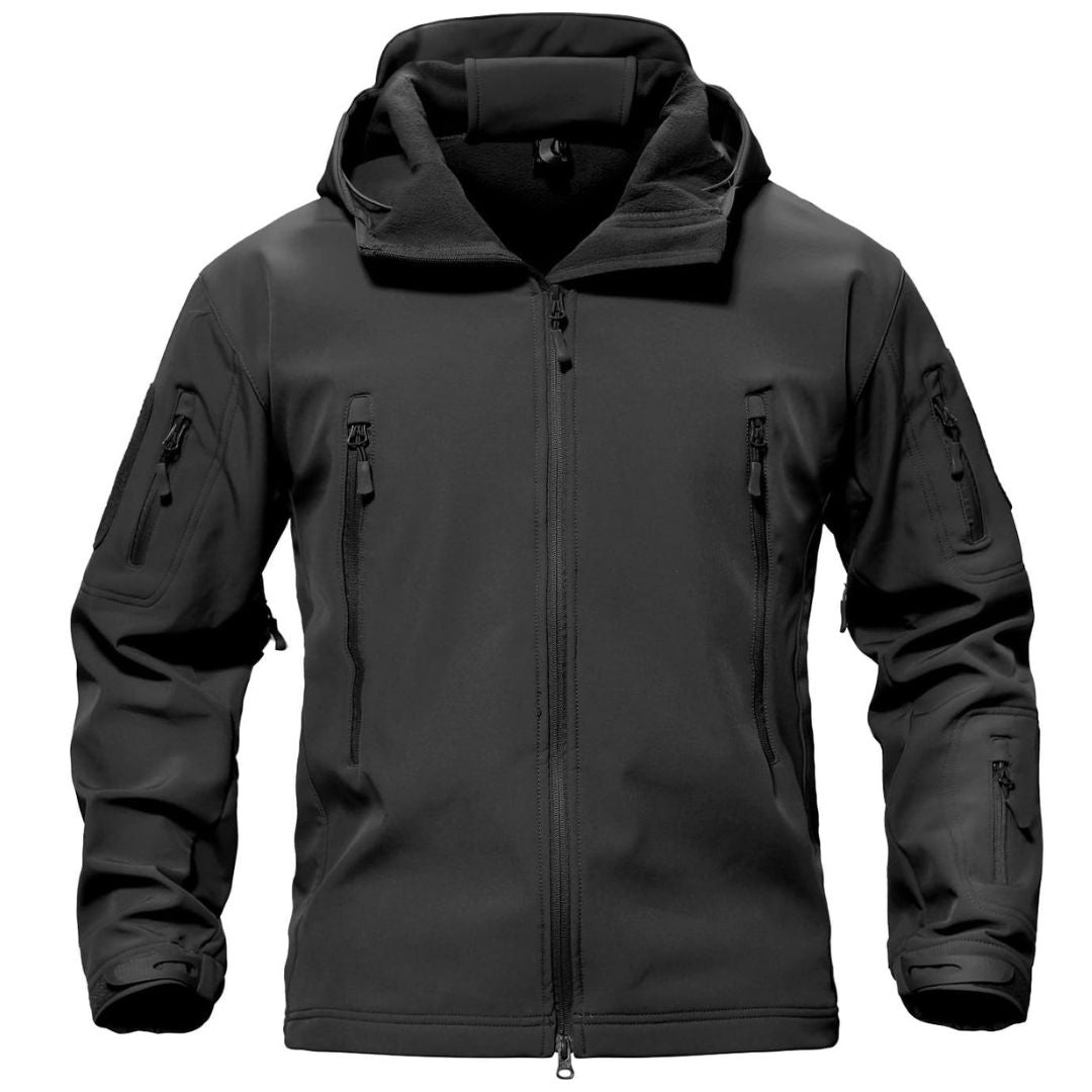 TACVASEN Black Men's Water Resistant Windbreaker Tactical Soft Shell Coat