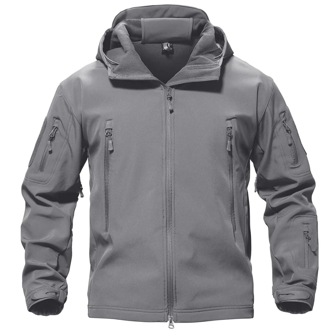 TACVASEN Light Grey Men's Water Resistant Windbreaker Tactical Soft Shell Coat