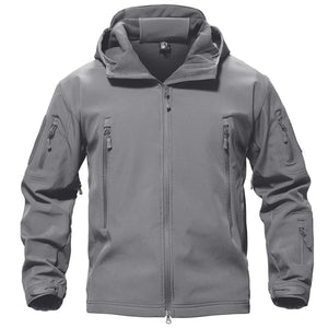 TACVASEN Light Grey Men's Water Resistant Windbreaker Tactical Soft Shell Coat