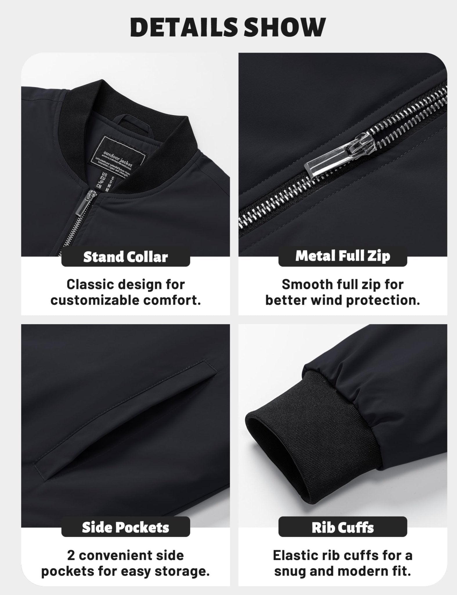 Men's Water-Resistant Windproof Bomber Casual Jackets - LT23M1148
