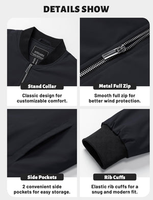 Men's Water-Resistant Windproof Bomber Casual Jackets - LT23M1148