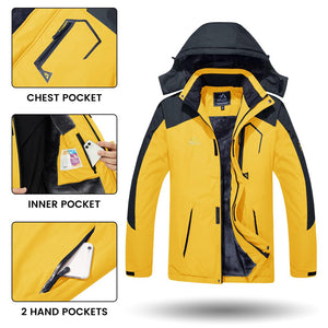 TACVASEN Yellow Insulated Fleece Lined Winter Snow Jacket