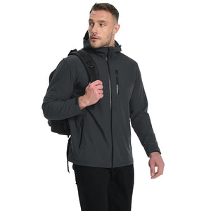 TACVASEN Dark Grey Waterproof Fleece Lined Softshell Outdoor Jacket
