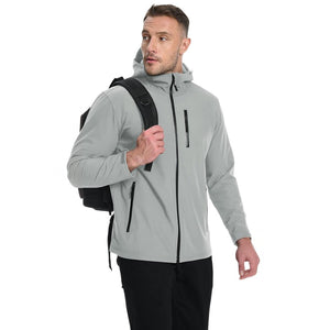 TACVASEN Light Grey Waterproof Fleece Lined Softshell Outdoor Jacket