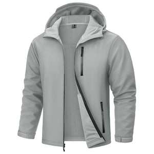 TACVASEN Light Grey Waterproof Fleece Lined Softshell Outdoor Jacket