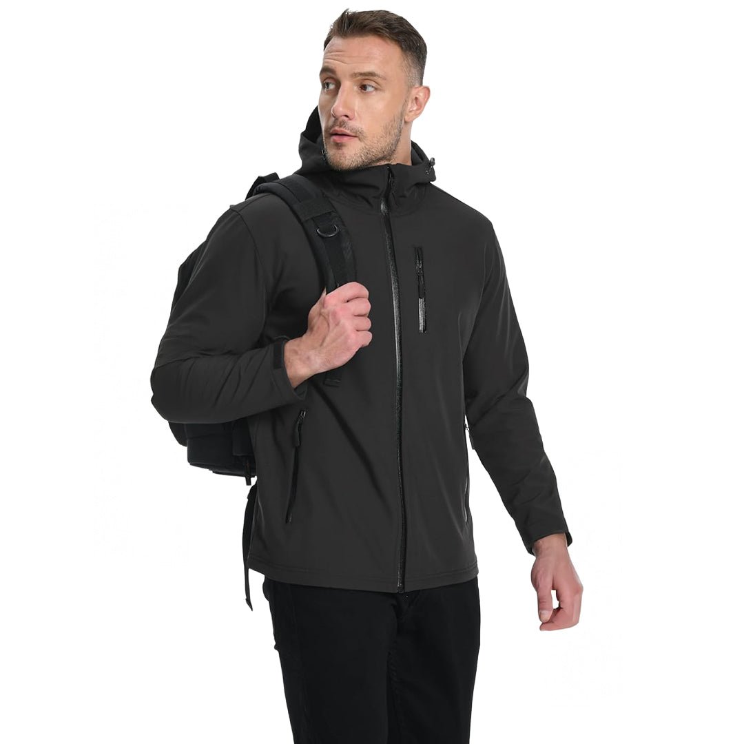 TACVASEN Black Waterproof Fleece Lined Softshell Outdoor Jacket