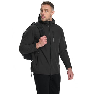 TACVASEN Black Waterproof Fleece Lined Softshell Outdoor Jacket