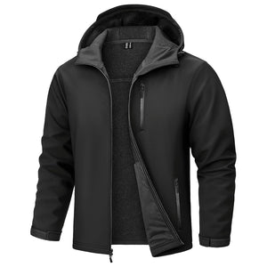 TACVASEN Black Waterproof Fleece Lined Softshell Outdoor Jacket