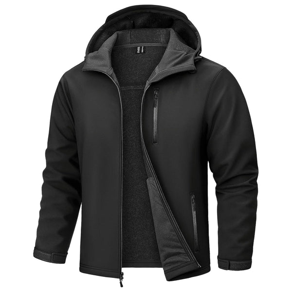 TACVASEN Black Waterproof Fleece Lined Softshell Outdoor Jacket