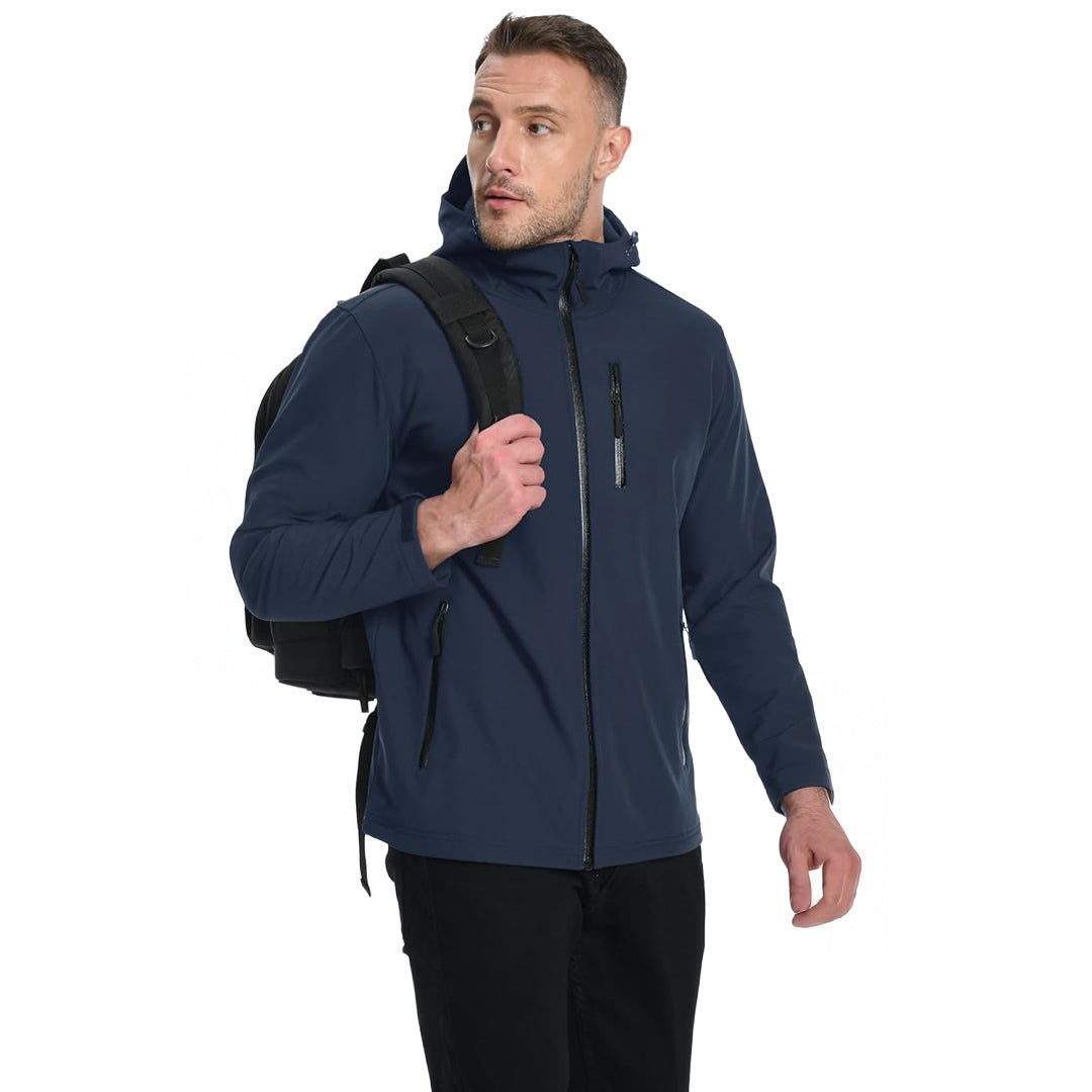 TACVASEN Navy Waterproof Fleece Lined Softshell Outdoor Jacket