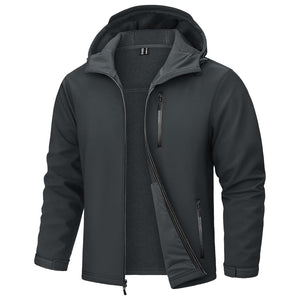 TACVASEN Dark Grey Waterproof Fleece Lined Softshell Outdoor Jacket