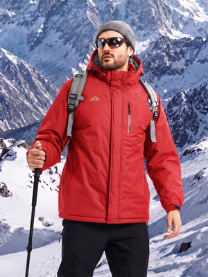 TACVASEN Red Men's Waterproof Fleece Winter Ski Jackets