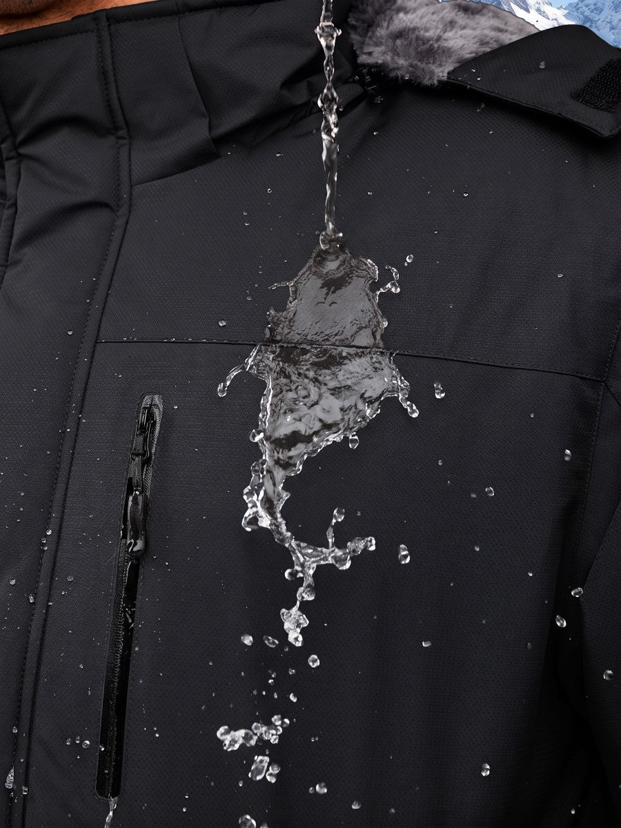 TACVASEN Black Men's Waterproof Fleece Winter Ski Jackets