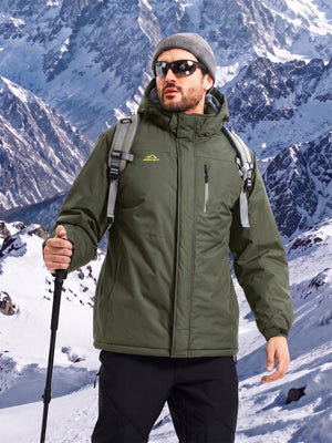 TACVASEN Army Green Men's Waterproof Fleece Winter Ski Jackets