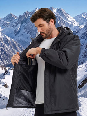 TACVASEN Black Men's Waterproof Fleece Winter Ski Jackets