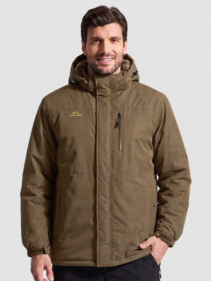 TACVASEN Coffee Men's Waterproof Fleece Winter Ski Jackets