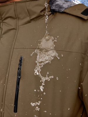 TACVASEN Coffee Men's Waterproof Fleece Winter Ski Jackets