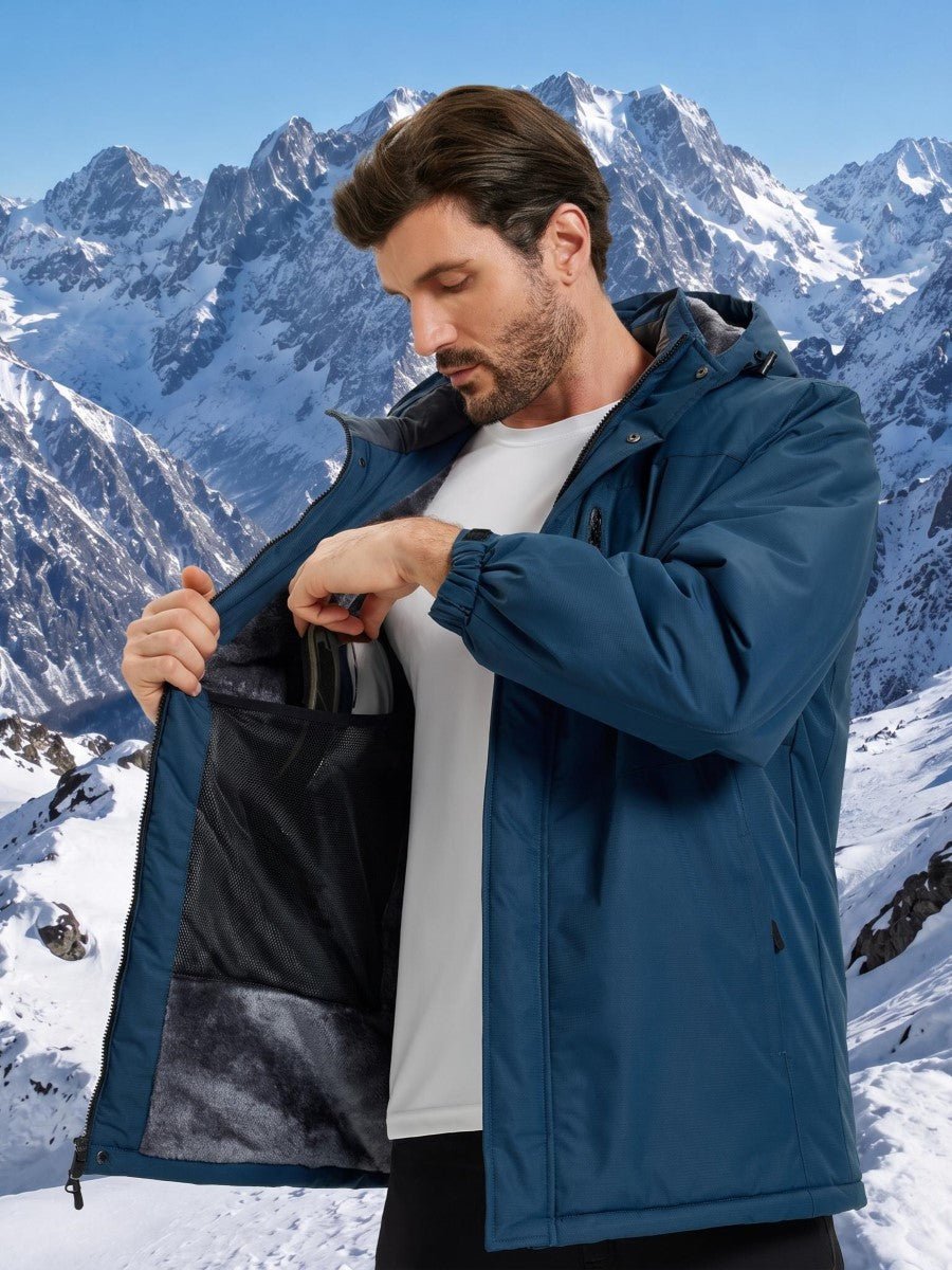 TACVASEN Denim Blue Men's Waterproof Fleece Winter Ski Jackets