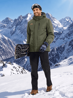 TACVASEN Army Green Men's Waterproof Fleece Winter Ski Jackets