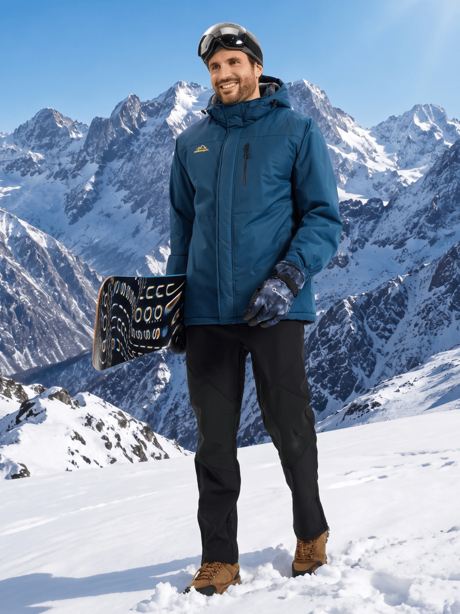 TACVASEN Denim Blue Men's Waterproof Fleece Winter Ski Jackets