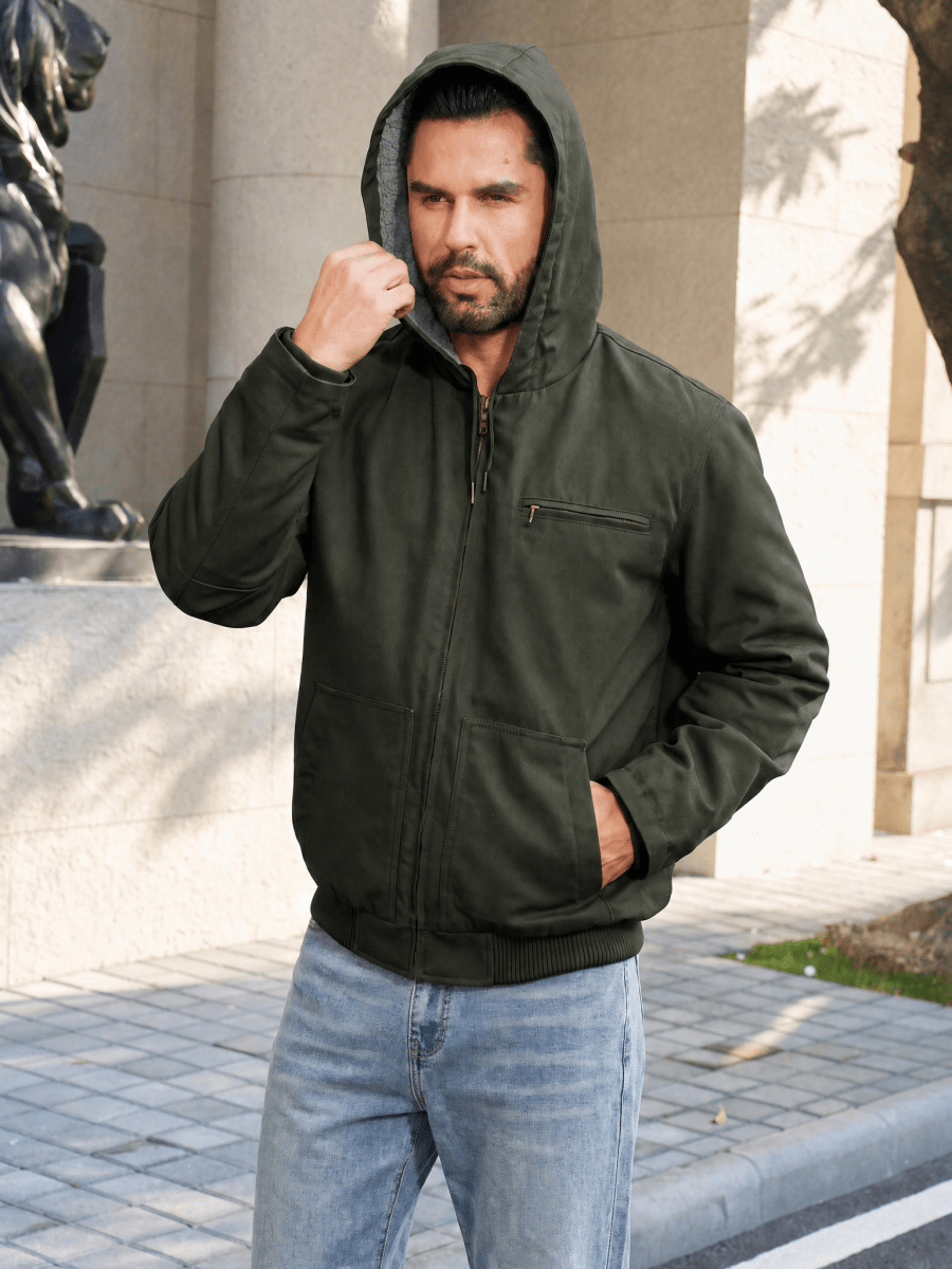 TACVASEN Army Green Men's Waterproof Sherpa Lined Work Jacket