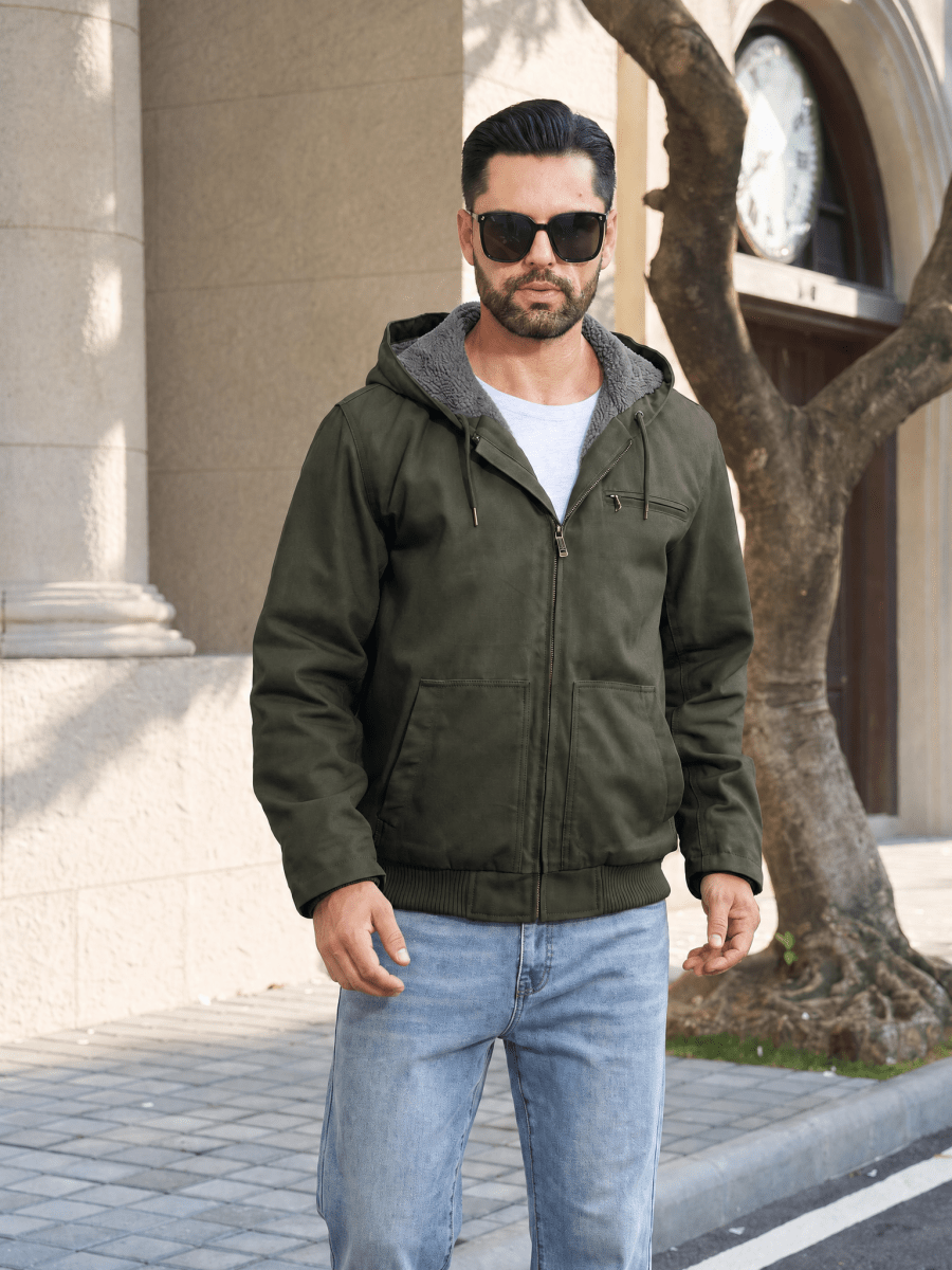 TACVASEN Army Green Men's Waterproof Sherpa Lined Work Jacket