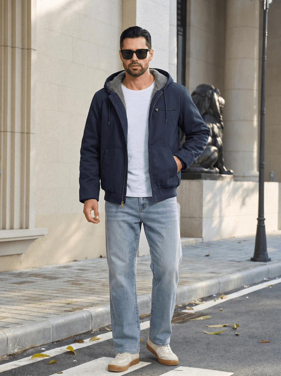 TACVASEN Navy Men's Waterproof Sherpa Lined Work Jacket