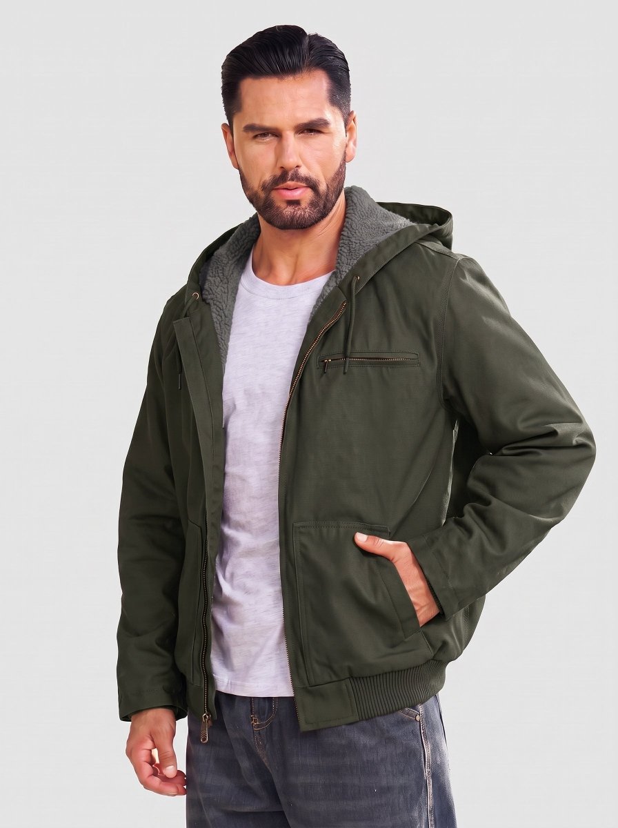 TACVASEN Army Green Men's Waterproof Sherpa Lined Work Jacket