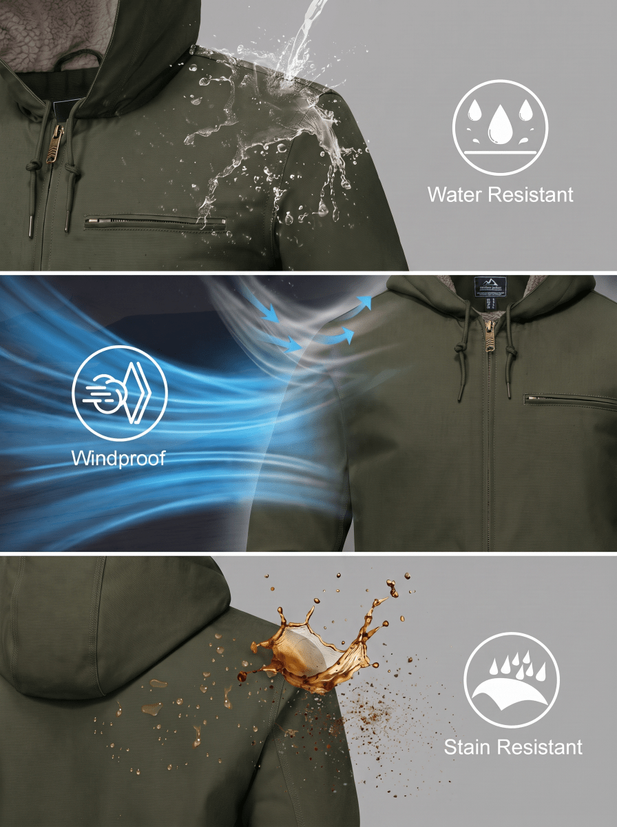 TACVASEN Army Green Men's Waterproof Sherpa Lined Work Jacket