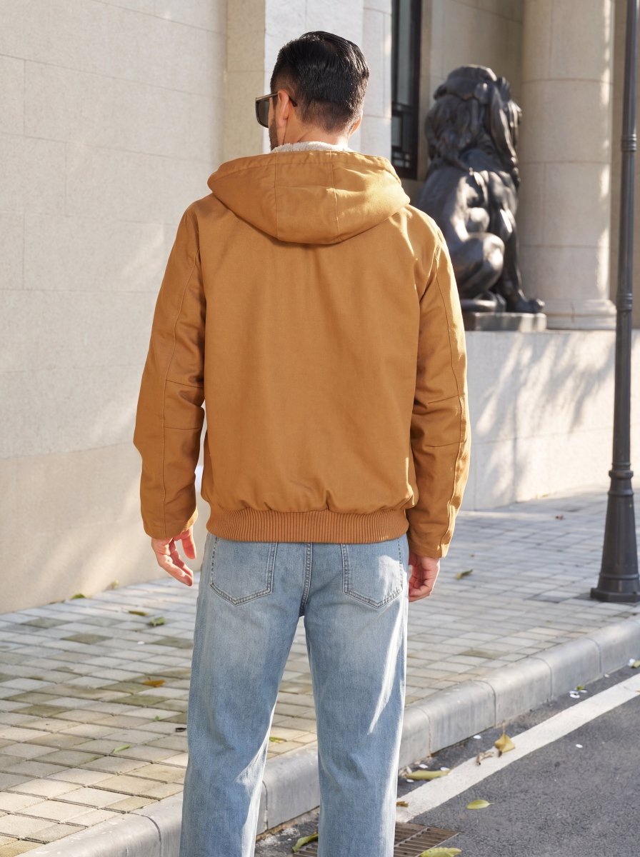 TACVASEN Brown Yellow Men's Waterproof Sherpa Lined Work Jacket