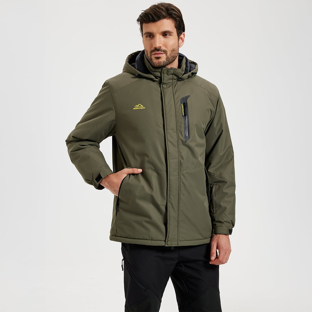 TACVASEN Army Green Waterproof Ski Parka Jacket Warm Fleece Lined