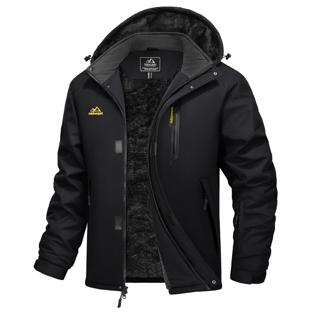 TACVASEN Black Waterproof Ski Parka Jacket Warm Fleece Lined