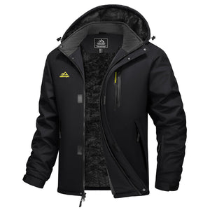 TACVASEN Black Waterproof Ski Parka Jacket Warm Fleece Lined