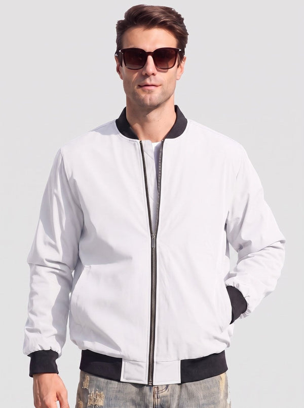 TACVASEN White Men's Waterproof Windbreaker Bomber Casual Jackets