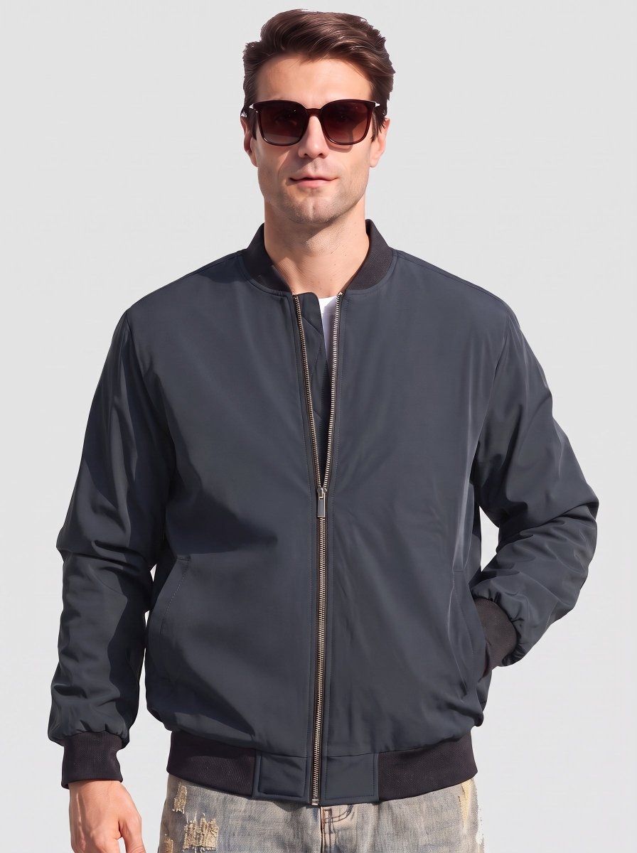 TACVASEN Dark Grey Men's Waterproof Windbreaker Bomber Casual Jackets