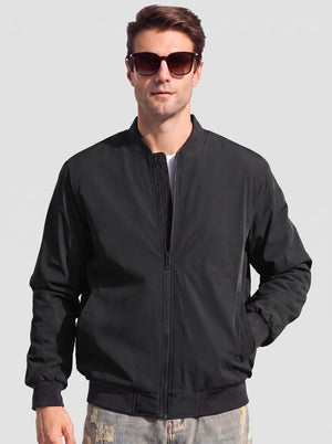 TACVASEN Black Men's Waterproof Windbreaker Bomber Casual Jackets